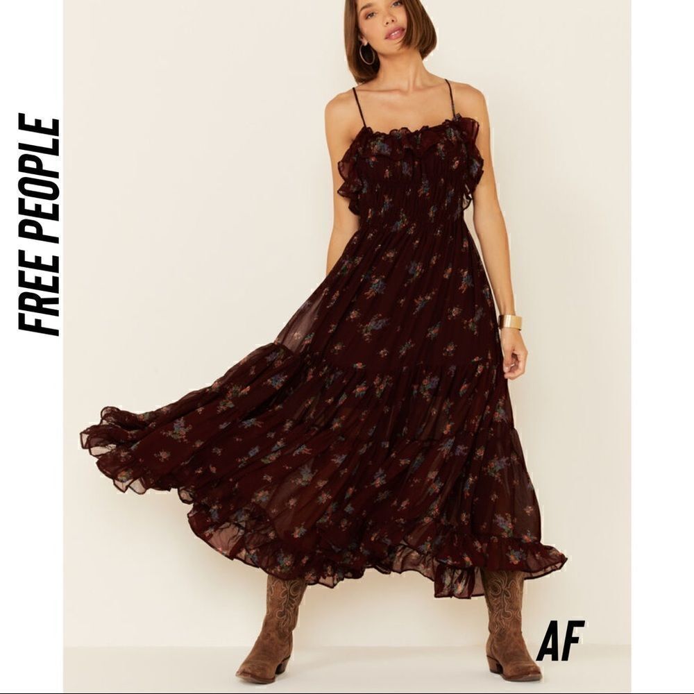 FREE PEOPLE CLOUD NINE MAXI DRESS IN WINE SIZE XS - Picture 5 of 12
